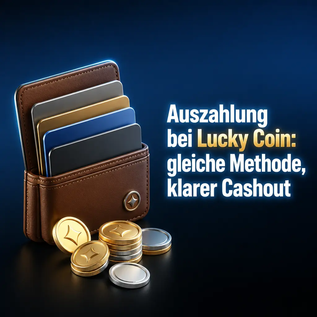 Auszahlung bei Lucky Coin mit gleicher Zahlungsmethode nach Identitätsprüfung und Kassenlimit