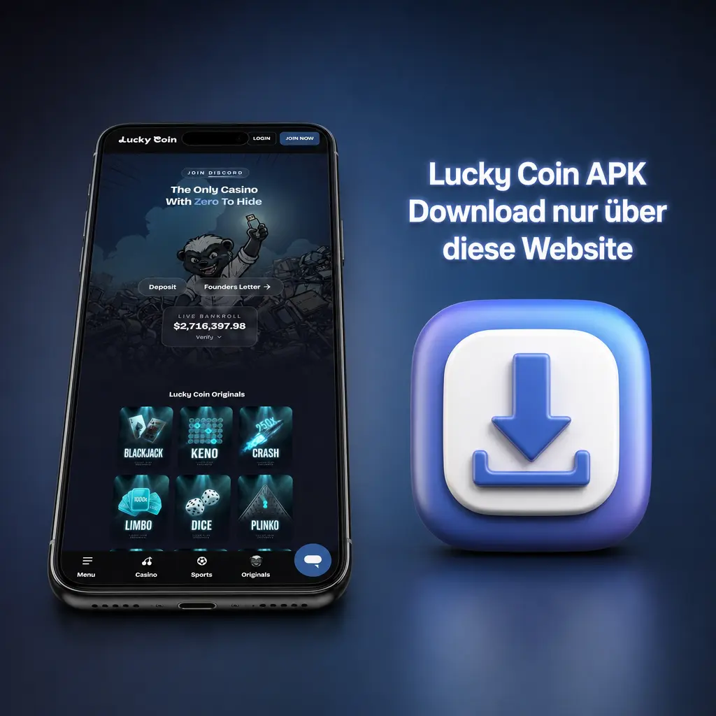 Sicherer Lucky Coin APK Download über geprüften Button auf der offiziellen Website