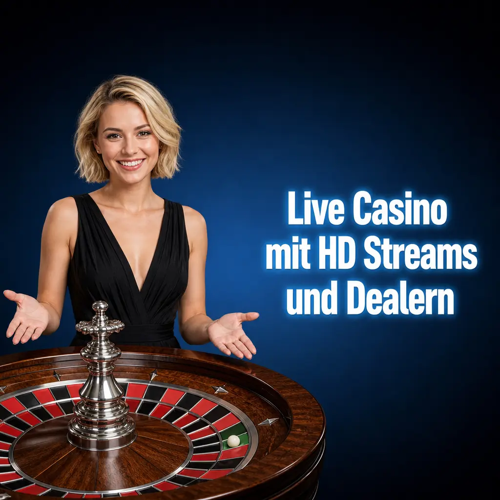 Live Casino mit HD-Stream: Dealer leitet Roulette, Blackjack und Baccarat an professionellem Tisch