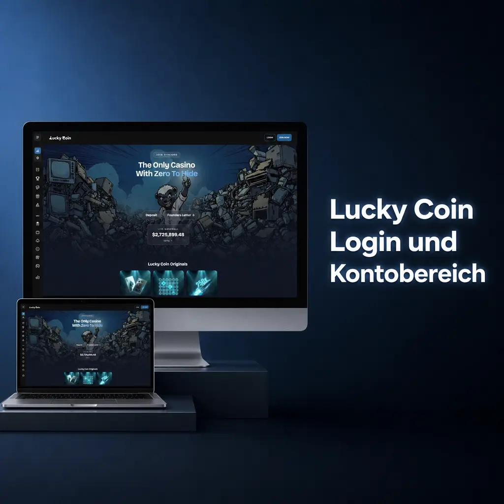 Lucky Coin Login und Kontoübersicht mit Guthaben, Bonusstatus, Kasse und 2-Faktor-Schutz